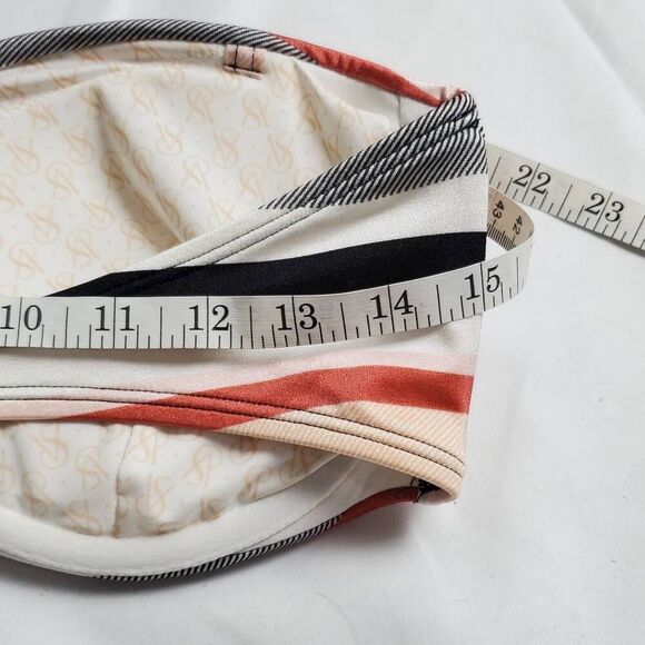 Victoria’s Secret Bandeau Bikini Top 34C Twist Front Striped Gold Logo Clasp - Picture 4 of 5